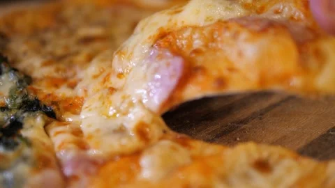 Double Cheese Pizza with Extra Melted Mozzarella Close Up 스톡 동영상 329347609