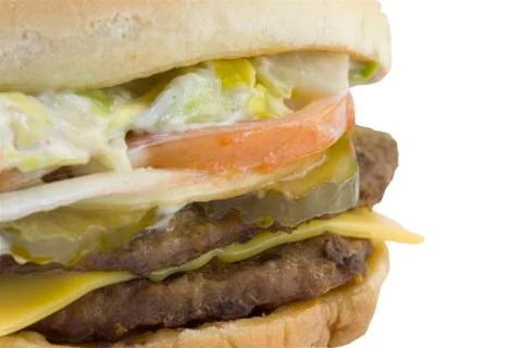Double cheeseburger closeup Stock Photos