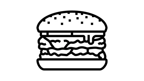 Double cheeseburger food line icon animation Stock Footage 326127192