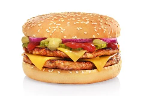 Double cheeseburger isolated on white Stock Photos