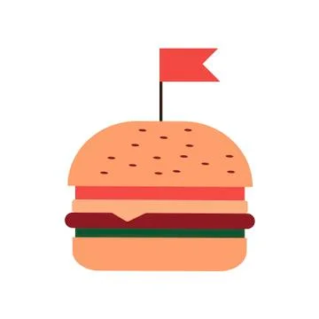 Double Cheeseburger Sandwich on white background. Street Fast Food. Vector Stock Illustration