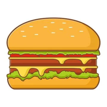 Double cheeseburger with tomato and lettuce leaves,cheese. Stock Illustration