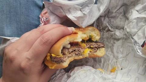 Double Cheeseburger Wendy's Fast Food Sandwich Meal Stock Footage 247455474