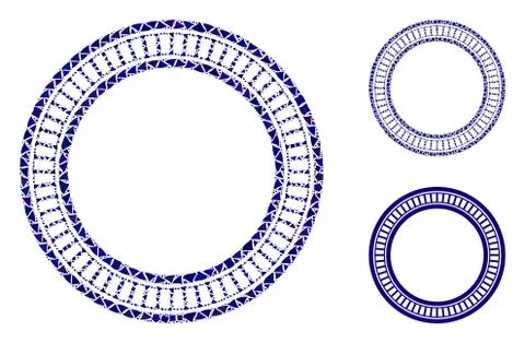 Double circle frame Composition Icon of Unequal Pieces Stock Illustration