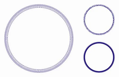 Double Circle Frame Vector Mesh 2D Model and Triangle Mosaic Icon Stock Illustration