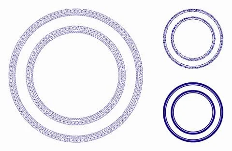 Double Circle Frame Vector Mesh Carcass Model and Triangle Mosaic Icon Stock Illustration