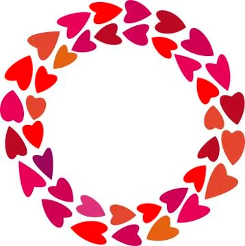 Double circle of hearts isolated on white. Wreath. Stock Illustration