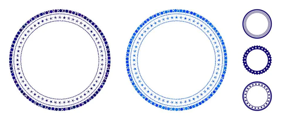 Double Circular Star Frame Mosaic Icon of Spheric Items Stock Illustration