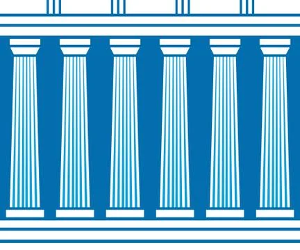 Double classic pillars arc isolated on blue background Illustrazione stock