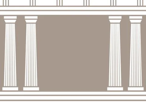 Double classic pillars arc isolated on brown background Illustrazione stock