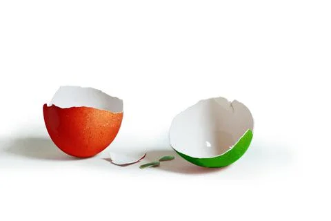 Double colored broken egg Stock Photos