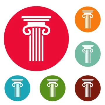 Double columned column icons circle set vector Stock Illustration