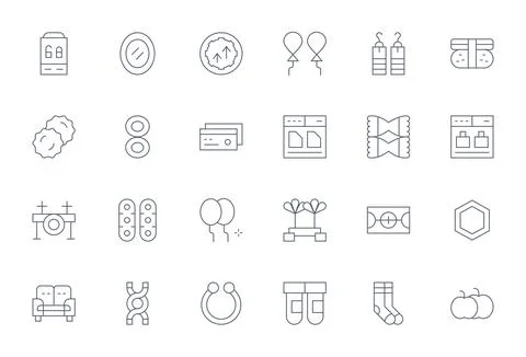 Double Complete Vector Package with 24 256x256 Thin Line PIXEL Perfect Icons Stock Illustration