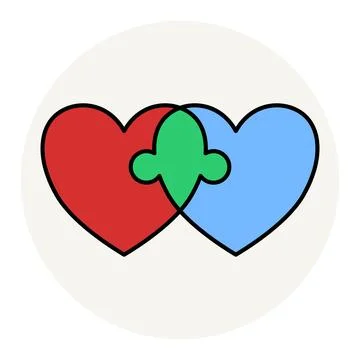 Double Couple Heart Jigsaw Ilustração Stock