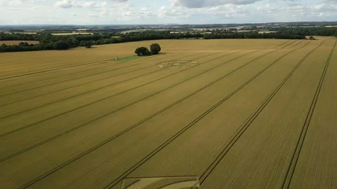Double Crop Circle, 4K Drone View, Winchester, 4th July 2023, 4K Stock Footage 265177726