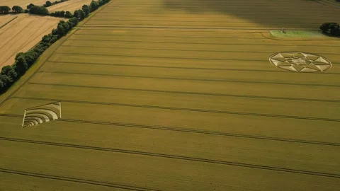 Double Crop Circle, 4K Drone Clip, Winchester, 4th July 2023, 4K Stock Footage 265179585
