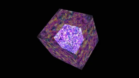 Double cube cube mystery abstract glow liquid energy full power violet purple Video stock 150602932