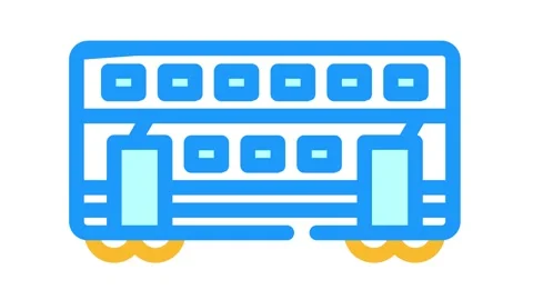 Double-deck wagon color icon animation Stock Footage 166833527