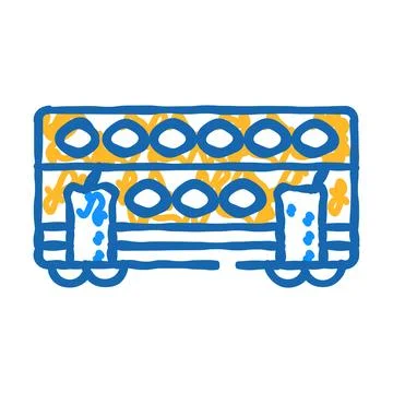 Double-deck wagon icon doodle illustration Stock Illustration