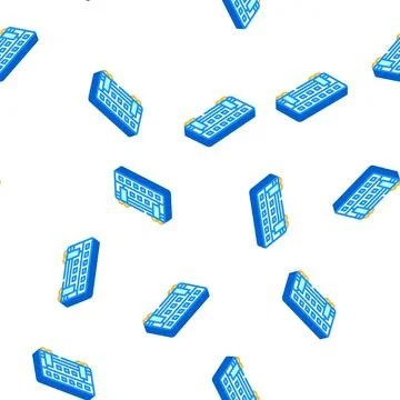 Double-deck wagon isometric icon seamless pattern 스톡 일러스트