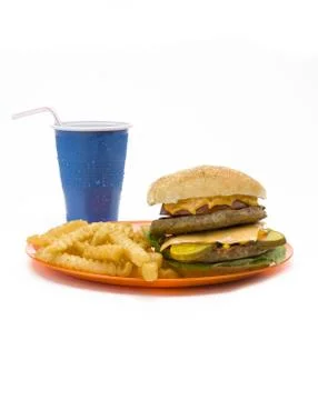 Double decked burger Stock Photos