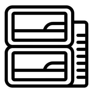 Double decker bed in simple black outline style for hostel or dormitory Stock-Illustration