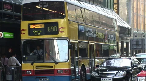 Double decker bus and traffic, Hong Kong Stock Footage 56630106
