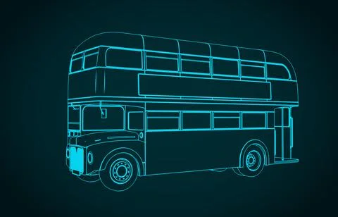 Double decker bus blueprint Stock Illustration