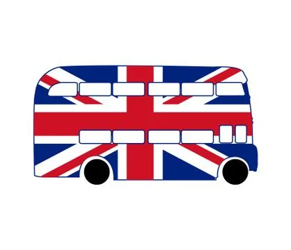 Double decker bus with british flag Illustrazione stock