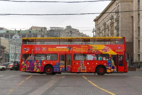 Double decker bus for excursions Stock Photos