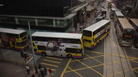 Double Decker Bus in Hong Kong Stock Footage 42849189