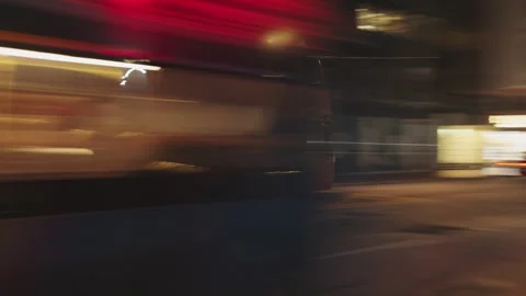 Double-decker Bus in Hong Kong at Night Stock-Footage 336649092