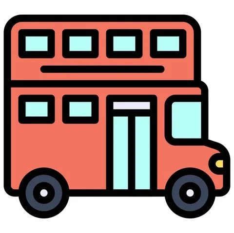 Double-decker bus icon, transportation related vector Stock Illustration