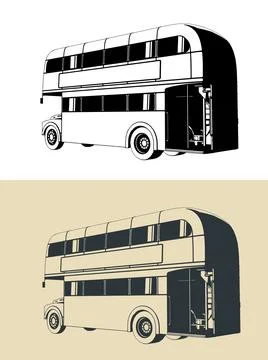 Double decker bus Illustrazione stock