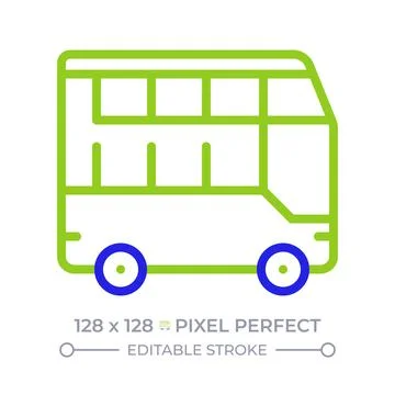 Double decker bus pixel perfect two color line icon Stock Illustration