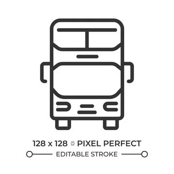 Double decker bus pixel perfect line icon Stock Illustration