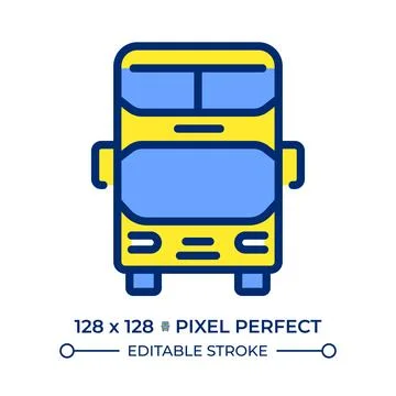 Double decker bus pixel perfect line color icon Stock Illustration