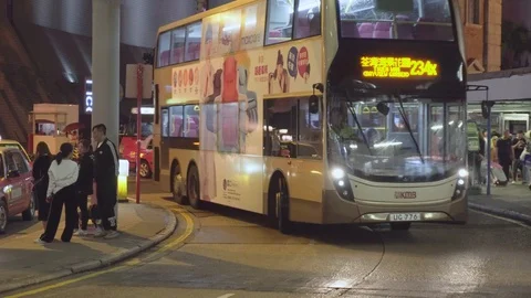 Double-decker bus on Salisbury Road in Tsim Sha Tsui, Kowloon Stock Footage 109430015