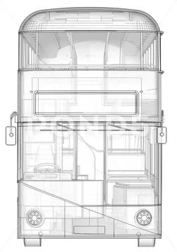 A double-decker bus, a translucent casing under which many interior ...