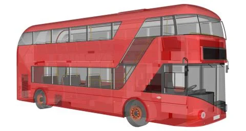 A double-decker bus, a translucent casing under which many interior elements  스톡 일러스트