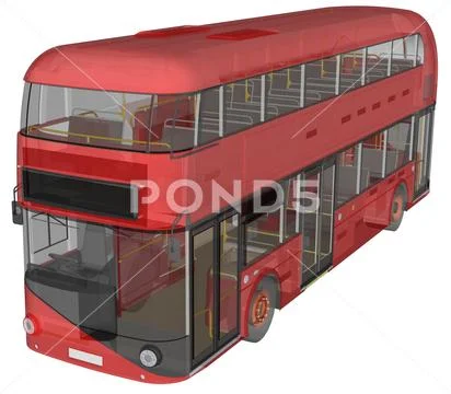 A double-decker bus, a translucent casing under which many interior ...