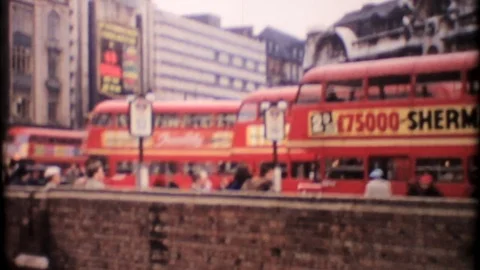 double decker buses on busy streets of Stock Video Pond5