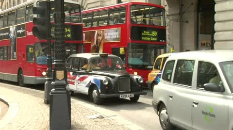Double Decker Buses, Piccadilly Circus, London Stock Footage 10806952