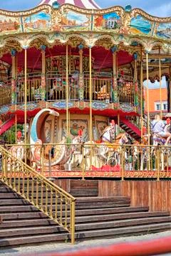 Double decker children carousel Foto stock