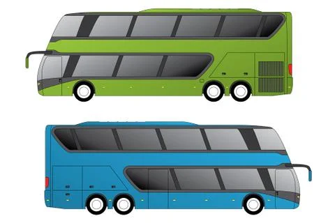Double decker coaches Stock Illustration