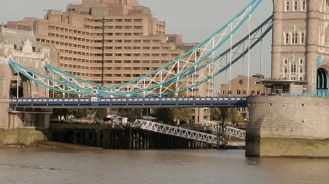 Double Decker on London Bridge Stock Footage 8685874
