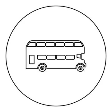 Double-decker London bus city transport double decker sightseeing icon in cir Stock Illustration