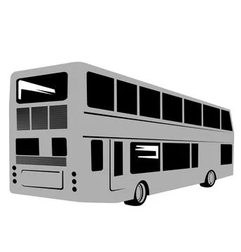 Double Decker or Double Deck Bus Coach Retro Woodcut Style Stock Illustration