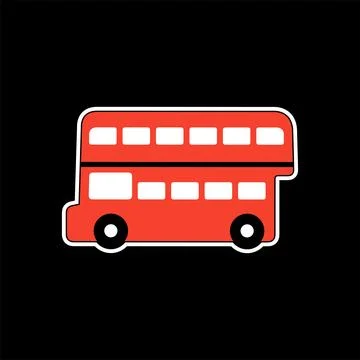 Double decker red bus flat style vector sticker illustration Illustrazione stock