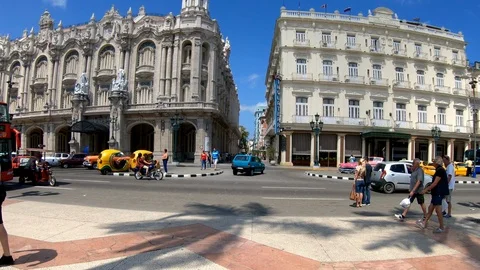 Double decker red tour bus in Havana Cuba Video stock 93040876